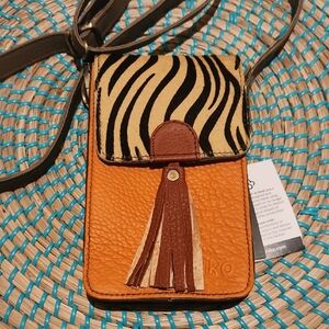 Zebra Print Leather Crossbody Bag